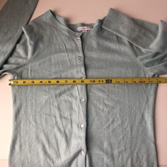 New York & Company Womens Knit Sweater Blue Cardigan Buttons Medium - Picture 12 of 16